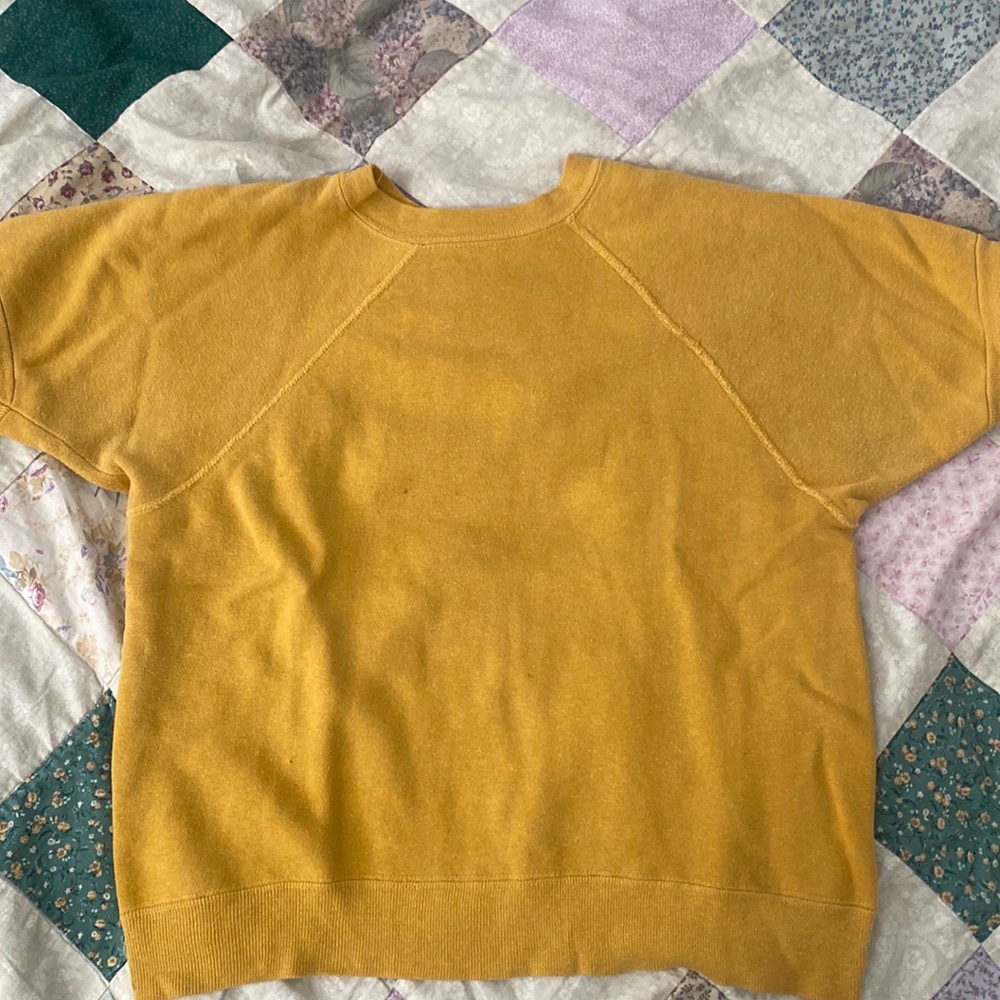 Vintage yellow mustard short sleeve sweatshirt M